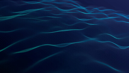 Futuristic point wave of particles. Visualization of sound waves. Technology or science banner. Abstract digital 3D wave. Vector illustration.