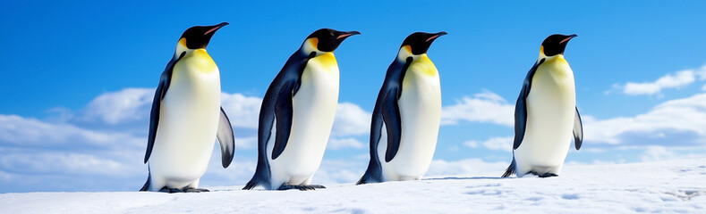 Obraz premium The freedom of penguins on a beautiful ocean day