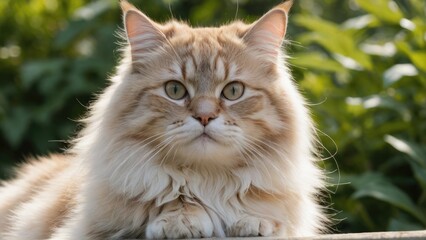 Obraz premium Cream siberian cat in the garden
