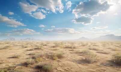 Scenic view of a desert landscape, 4K hyperrealistic photo
