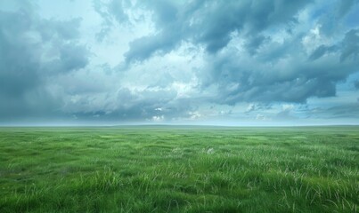 Fototapeta premium Distant storm over a vast open prairie landscape, 4K hyperrealistic photo