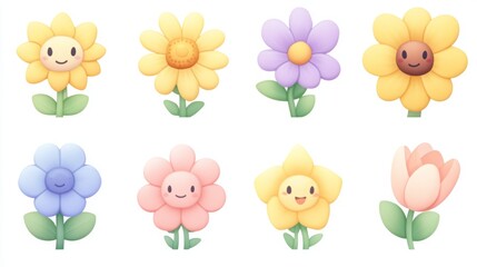 Fototapeta premium Cute Flower Illustrations in High Resolution