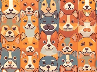 Obraz premium seamless pattern of stylized dog faces