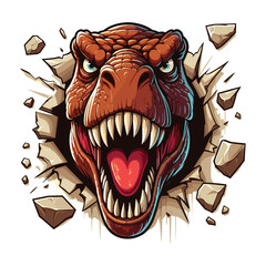 Hand drawn T-rex roaring Illustration © Aryasakti
