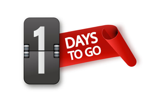 1 days to go icon set. Countdown of days remaining. Offer timer sticker limited to a few days. Vector