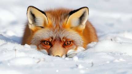 Majestic Red Fox Hunting in Snow with Cinematic Lighting - Winter Wildlife Scene