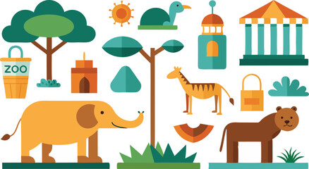 Pictographs and signs vector illustration for the zoo isolated on white background