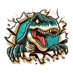 Hand drawn T-rex roaring Illustration