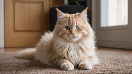 Cream siberian cat in the living room
