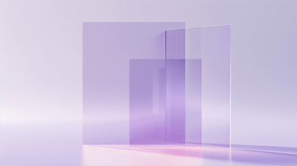 Futuristic Elegance of Violet and Purple: Abstract Glass Layers on a Pastel Background for Contemporary Design Lovers.  