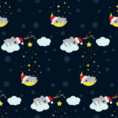 Naklejka premium New Year's koala pattern on a dark background.