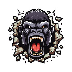 Hand drawn Gorilla roaring Illustration © Aryasakti