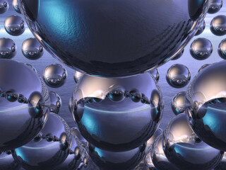 Kugelförmige, spiegelnde Detektoren für die Forschung an Neutrinos - fiktive Illustration, kein KI © P.S.DES!GN