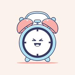 Alarm clock ringing illustration. flat style clock vector illustration. cute clock vector 