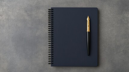 A minimalistic notebook and pen on a textured surface