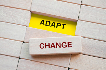 Top view of Adapt Change text on wooden blocks. Business adaption concept