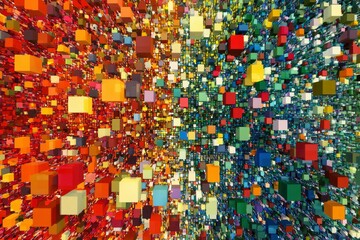 A Digital Abstract of Multicolored Cubes in a 3D Pattern
