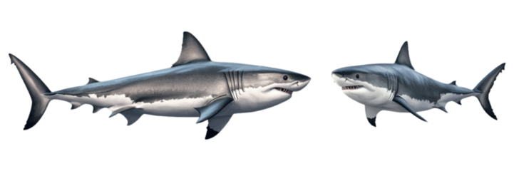 Two Great White Sharks Facing Each Other in the Ocean