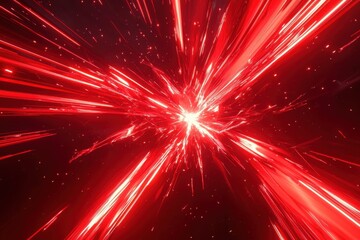 Naklejka premium A dynamic burst of red light, resembling an explosion or energy wave, conveying motion and intensity.