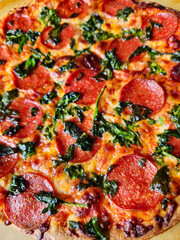 cheesy pepperoni veggie pizza background