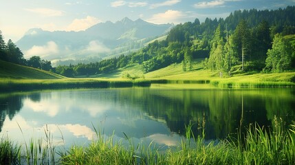 Fototapeta premium Elegant Landscape Background Image - a captivating and refined visual. The elegant landscape creates a charming and sophisticated scene.