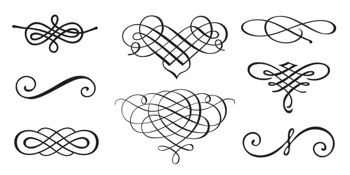 Set of decorative calligraphic divider elements