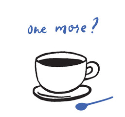 One more coffee posterm modern trendy doodle art style