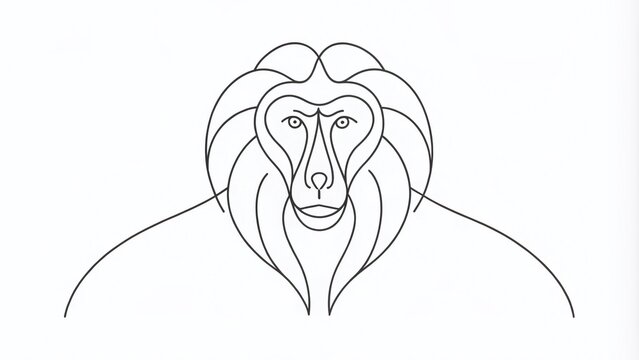 recommend clip art: Minimalist Baboon Portrait in Continuous Line Art Style for Modern Decor
