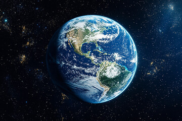 Earth viewed from space showing continents and oceans in detail