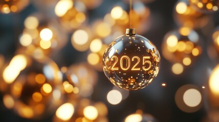 Fototapeta premium Christmas 2025. New Year 2025. Gold Christmas background