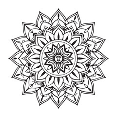 Mandala silhouette vector style with white background