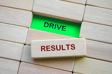 Top view of Drive Results text on wooden blocks.
