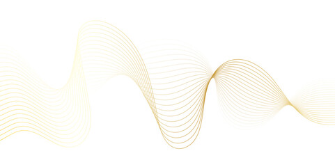 Golden wave curve lines abstract background with flowing particles. Digital energy waves technology concept. Modern backdrop design for business, presentation, banner.