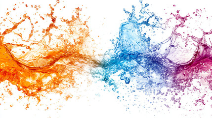 An Intriguing Abstract Scene of Colored Liquids Splashing on a White Wall, Drawing the Eye to Its Vibrancy.