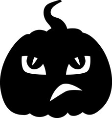 Bored Jack-o-lantern pumpkin face expression silhouette. Halloween party pumpkin carving. Stock vector illustration isolated on white background in flat style.