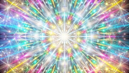 AI-generated abstract background featuring vibrant neon light rays.