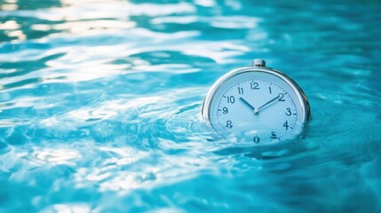 Waterproof floating alarm clock in serene blue water