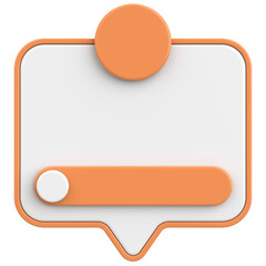 3D illustration of dialog box. Notification box.