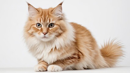 Cream siberian cat on grey background