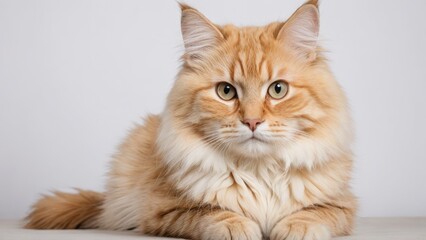 Obraz premium Portrait of Cream siberian cat on grey background