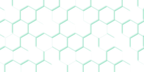 Abstract pattern with hexagonal white and gray technology line paper background. Hexagonal 3d vector grid tile and mosaic structure simple style hexagonal graphic concept. Futuristic surface design.	
