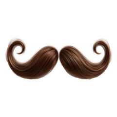 Curled Brown Mustache Isolated on Black Background