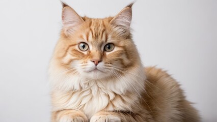 Obraz premium Portrait of Cream siberian cat on grey background