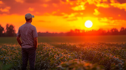 Fototapeta premium Abundant soybean harvest, agriculture field