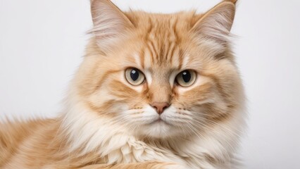 Obraz premium Portrait of Cream siberian cat on grey background
