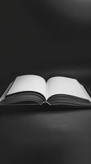 Open book with blank pages, 4K hyperrealistic photo