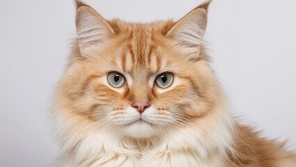 Obraz premium Portrait of Cream siberian cat on grey background