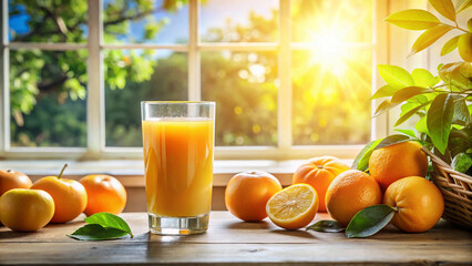 orange juice and fruits