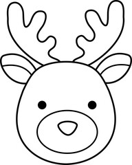 Cute deer head outline vector.
Deer face cartoon outline svg.