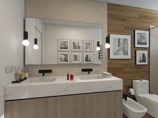 baño de casa moderna y mediterránea con ducha y materiales modernos